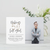 50. Geburtstag schwarz silber elegant modern (Stehend Vorderseite)