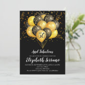 50. Geburtstag Schwarz und Gold Einladung (Stehend Vorderseite)