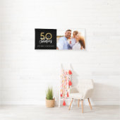 50. Geburtstag Schwarz und Gold modernes Foto Banner (Insitu)