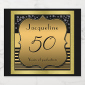 50. Geburtstag Schwarz und Gold Schaumweinetikett (Einzelnes Label)