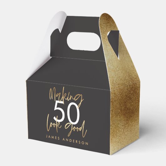 50. Geburtstag schwarz und gold schlicht elegante Geschenkschachtel (Vorderseite)