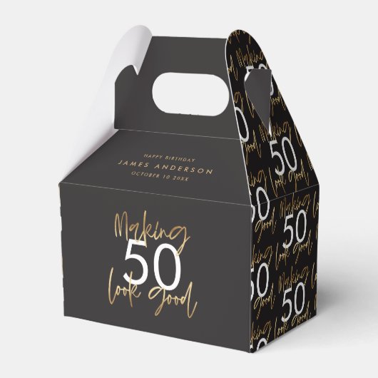50. Geburtstag schwarz und gold schlicht elegante Geschenkschachtel (Vorderseite)