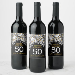 50. Geburtstag Schwarz und Gold Weinetikett