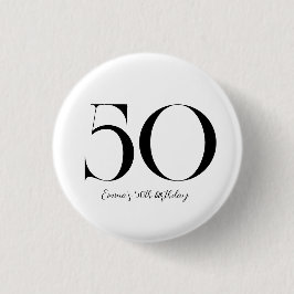 50. Geburtstag schwarz und weiß Button