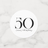 50. Geburtstag Schwarz-Weiß Confetti Konfetti (Klein Vorderseite)