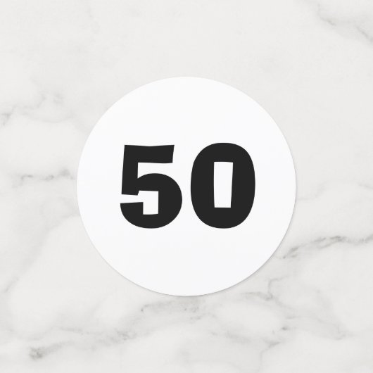 50. Geburtstag Schwarz-Weiß Confetti Konfetti (Klein Vorderseite)