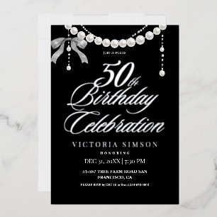 50. Geburtstag Schwarz & Weiß Folieneinladung