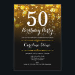 50. Geburtstag - Schwarz-weiß Gold Einladung<br><div class="desc">Einladung zum 50. Geburtstag. JEDES ALTER Elegantes Schwarz-weißes Design mit Imitate Glitzer goldenen Buckellampen. Erwachsener Geburtstag. Enthält Diamanten und Skript-Schriftart. Männer oder Frauen laden ein. Ideal für eine stilvolle Geburtstagsfeier. Nachricht,  wenn Sie weitere Anpassungen benötigen.</div>