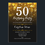 50. Geburtstag - Schwarz-weiß Gold Einladung<br><div class="desc">Einladung zum 50. Geburtstag. JEDES ALTER Elegantes Schwarz-weißes Design mit Imitate Glitzer goldenen Buckellampen. Erwachsener Geburtstag. Enthält Diamanten und Skript-Schriftart. Männer oder Frauen laden ein. Ideal für eine stilvolle Geburtstagsfeier. Nachricht,  wenn Sie weitere Anpassungen benötigen.</div>