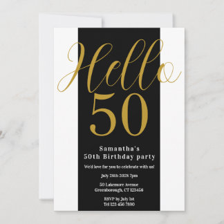 50. Geburtstag Schwarz Weiß und Gold Einladung