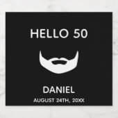 50. Geburtstag Schwarz-weißer Bart Männer Typ Spaß Bierflaschenetikett (Einzelnes Label)