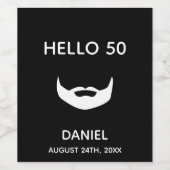 50. Geburtstag Schwarz-weißer Bart Männer Typ Spaß Weinetikett (Einzelnes Label)