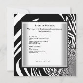 50. Geburtstag Schwarz-weißes Rotes Zebra Einladung (Rückseite)