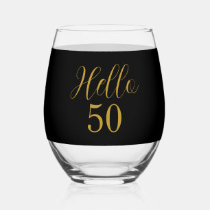 50. Geburtstag Schwarze Goldene Geburtstagsfeier Weinglas Ohne Stiel