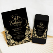50. Geburtstag Schwarze Rose Einladung