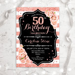 50. Geburtstag Schwarze Rose Gold und weiße Streif Einladung<br><div class="desc">Einladung zum 50. Geburtstag. Elegante Rose in Schwarz und Weiß mit Imitat Glitzer. Enthält Streifen,  Rosen in Rosa rot,  Schriftart und Konfetti. Ideal für eine elegante Geburtstagsfeier.</div>