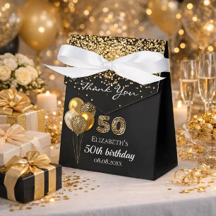 50. Geburtstag schwarzen Gold Leopard Vielen Dank Geschenkschachtel