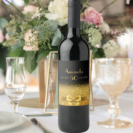 50. Geburtstag schwarzer Goldbug Weinetikett