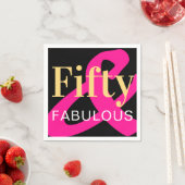 50. Geburtstag schwarzer goldener Rosa Serviette (Beispiel)