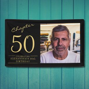 50. Geburtstag Schwarzes Foto Banner