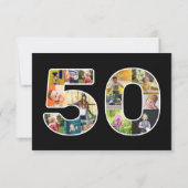 50. Geburtstag Schwarzes FotoCollage Dankeskarte (Rückseite)