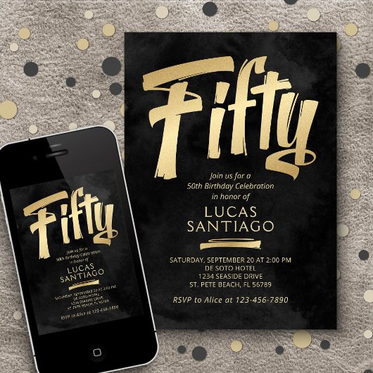 50. Geburtstag Schwarzes Gold Einladung