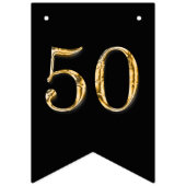 50. Geburtstag schwarzes Gold elegantes Party Wimpelkette (Dritte Fahne)