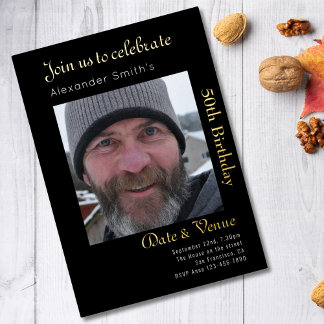 50. Geburtstag Schwarzes Gold Folieneinladung