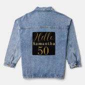 50. Geburtstag Schwarzes Gold Personalisiert Gebur Jeansjacke (Rückseite)