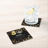 50. Geburtstag Schwarzes Gold Sterne Foto Rechteckiger Pappuntersetzer (Vor Ort)