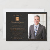 50. Geburtstag schwarzes goldenes Foto Einladung (Vorderseite)