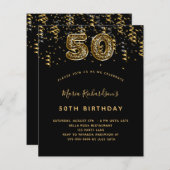 50. Geburtstag schwarzes Goldleopard-Party (Vorne/Hinten)