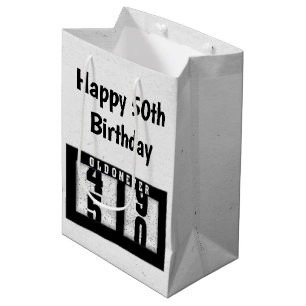 50. Geburtstag Schwarzes Odometer Mittlere Geschenktüte