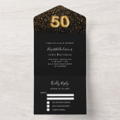 50. Geburtstag Schwarzgoldfett-uAwg All In One Einladung (Innen Boden)