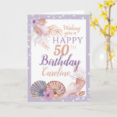 50. Geburtstag Seashell Coral Karte (Gelbe Blume)