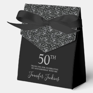 50. Geburtstag Silber Glitter Rosen Dankeschön Geschenkschachtel