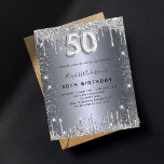 50. Geburtstag Silber Glitzer Einladung Flyer<br><div class="desc">Bitte beachten Sie, dass diese Einladung auf Flyer Papier und sehr dünn ist. Umschläge sind nicht enthalten. Für dickere Einladungen (gleiche Gestaltung) besuchen Sie bitte unseren Shop. Eine moderne, stilvolle und glamouröse Einladung zu einer 50. Geburtstagsfeier. Ein silbernes Imitat mit Glitzer-Staub. Personalisieren Sie Ihren Namen und Ihre Party-Daten und fügen...</div>