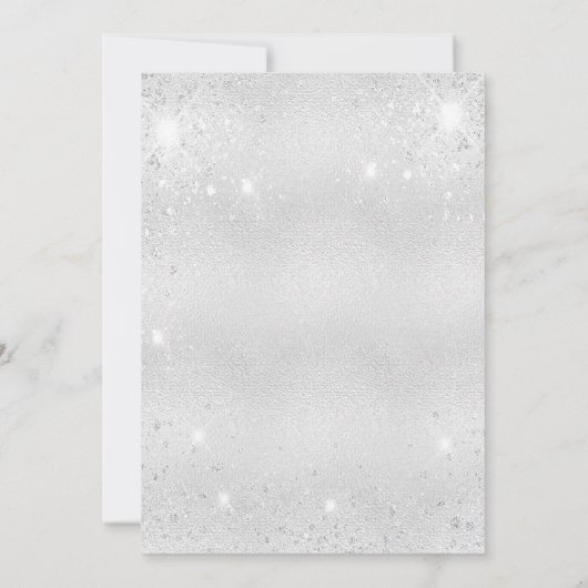 50. Geburtstag silber Glitzer glamourös Einladung (Rückseite)