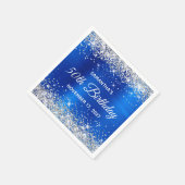50. Geburtstag Silberner Glitzer Royal Blue Foil Serviette (Ecke)