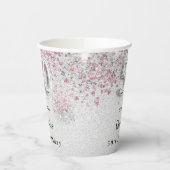 50. Geburtstag Silberrosa Glitzer Pappbecher (Links)