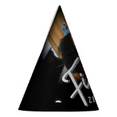 50. Geburtstag Silberschwarz personalisierter Foto Partyhütchen (Links)