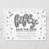 50. Geburtstag Silver Balloons Glitzer Confetti Einladung (Vorderseite)