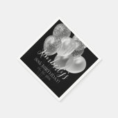 50. Geburtstag, Silver Glitzer Balloons, Name & Al Serviette (Ecke)