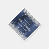 50. Geburtstag Silver Glitzer Navy Blue Foil Serviette (Ecke)