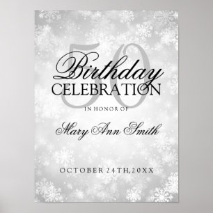 50. Geburtstag Silver Winter Wonderland Poster