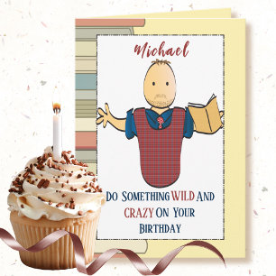 50. Geburtstag Snarky Männlicher Cartoon Bücherwur Karte