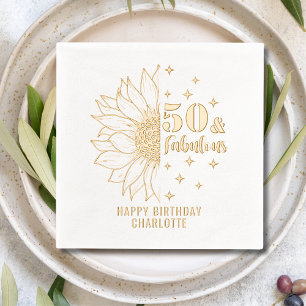 50. Geburtstag Sonnenblume Goldfolie Feier Servietten Mit Folie