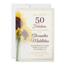 50. Geburtstag Sonnenblume Rustikale Einladung