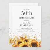 50. Geburtstag Sonnenblumen Einladung (Vorne/Hinten)