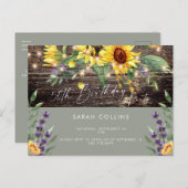 50. Geburtstag Sonnenblumengeschoss Rustikaler Geb Einladungspostkarte (Vorne/Hinten)
